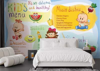 Kid's menu banner design template.  Wall mural