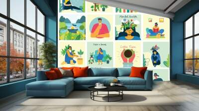 Mental health illustration concept. Psychology visual interpretation of mental health. Wall mural