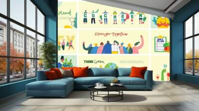 Vector illustration ECO backgrounds of Concept of green eco energy and quote Save the planet. Wall mural