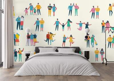 Vector illustration of different family people wi Wall mural