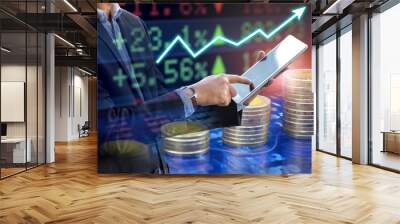 businessman analyze stock market exchange graph Wall mural