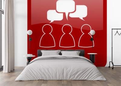 Button Chat rot Wall mural