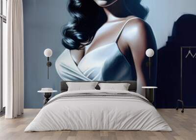 Femme fatale in film noir style portrait. Wall mural