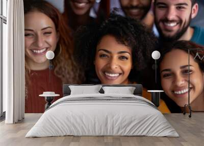 Group of diverse people smiling and looking at the camera. Wall mural