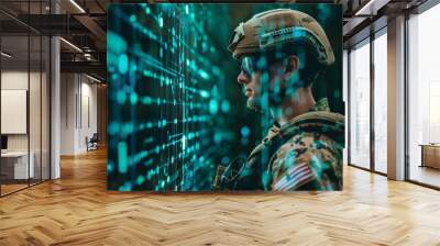 The digital war Advanced technology vs evolving cyber threats Wall mural