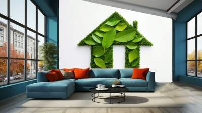 Eco green house concept. Sustainability icon background  Wall mural