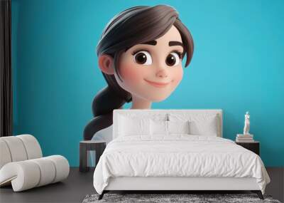 3D Cartoon Portrait of a Female Doctor Wall mural