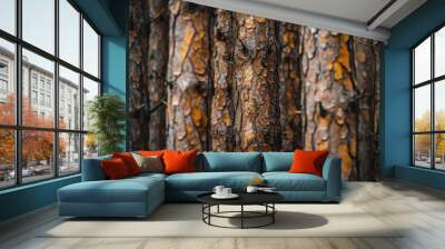 Background of brown tree trunks Wall mural