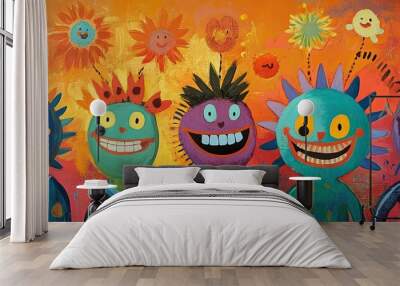 Joyful characters radiating happiness Wall mural