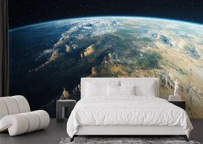 Realistic depiction of Earth s surface as seen from space Wall mural