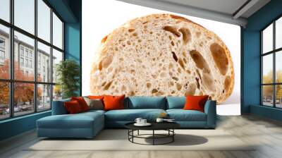 Bread loaf sliced in half. Wholegrain wheat bread on white background Wall mural