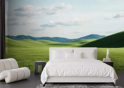 Serene Countryside with Rolling Green Hills Wall mural