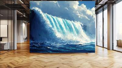 Waterfall Crashing into a Deep Pool Below Wall mural