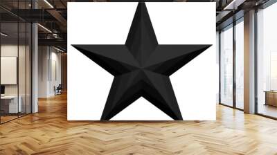 5 point star - christmas star - black single isolated on white - 3d rendering Wall mural