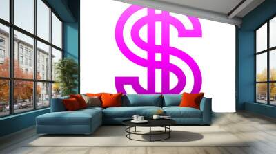 Dollar currency sign symbol - purple-pink simple gradient outline, isolated - vector Wall mural