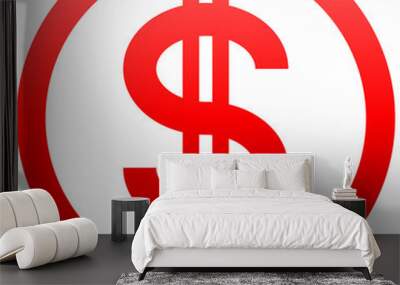 Dollar currency sign symbol - red simple gradient inside of circle, isolated - vector Wall mural