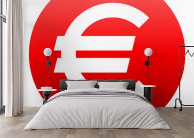 Euro currency sign symbol - red simple gradient inside of circle, isolated - vector Wall mural