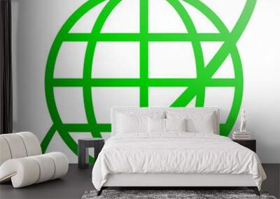 Globe symbol icon with orbit - green gradient, isolated - vector Wall mural