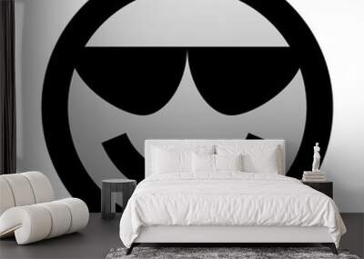 Smiley - cool - black outline, gray gradient theme - vector Wall mural