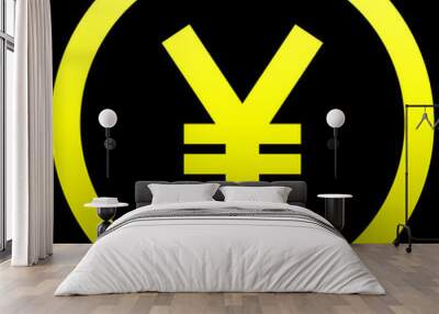 Yuan and Yen currency sign symbol - yellow simple gradient inside of circle, isolated - vector Wall mural