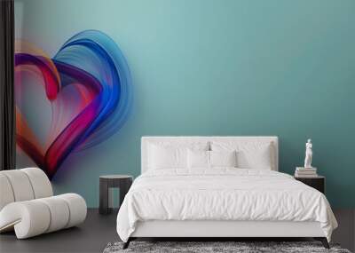 abstract colorful flowing heart with copy space Wall mural