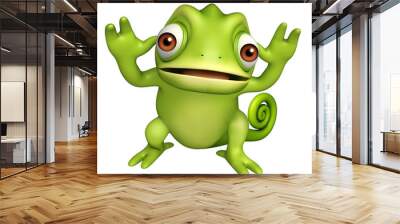 cute Chameleon funny cartoon character Wall mural