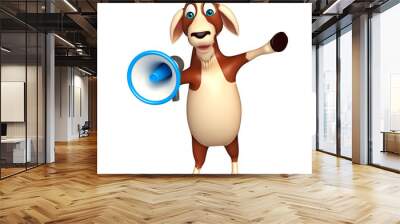 fun Goat cartoon character with loudspeaker Wall mural