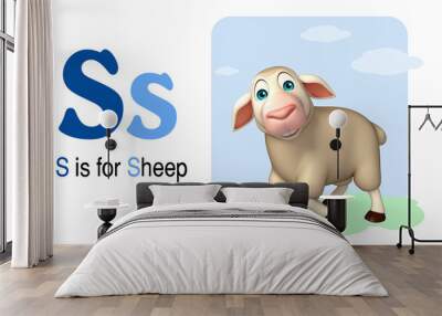 Sheep farm animal with alphabet Wall mural