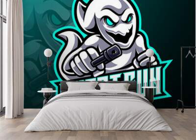 Ghost with gun esport mascot Wall mural