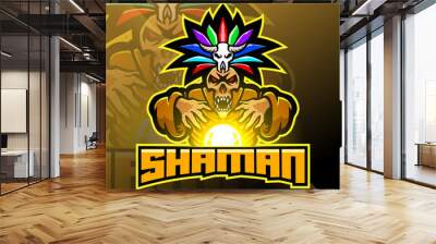 Shaman sport mascot logo design Wall mural