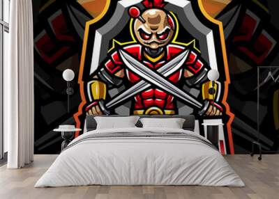 Voodoo samurai esport mascot logo design Wall mural