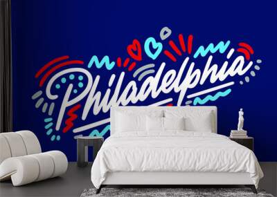 Philadelphia handwritten city name.Modern Calligraphy Hand Lettering for Printing,background ,logo, for posters, invitations, cards, etc. Typography vector. Wall mural