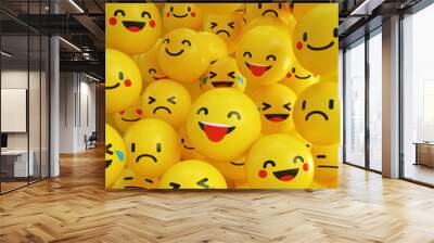 Smiley faces group of vector emoticon characters Wall mural