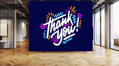 Thank you lettering. Thank You Calligraphy, Greeting card. Thank you card. Vector illustrations letters Wall mural