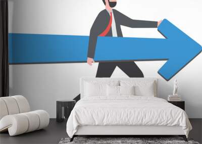 Move forward for success future, business direction, determination or courage, career path or way to success, opportunity or mission concept, confidence businessman running with arrow direction.

 Wall mural