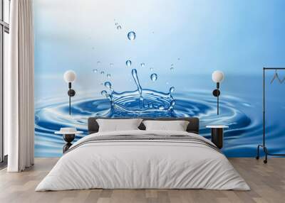 Water drop and ripples. Splash effect after collision a falling drops with water Surface Wall mural