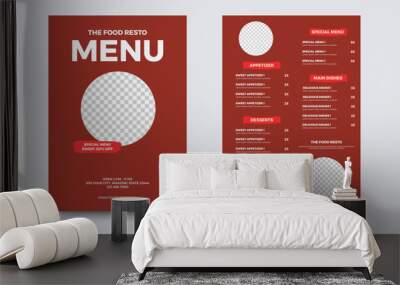 Fast Food menu design for Restaurant cafe. Food Flyer and restaurant menu design template Wall mural