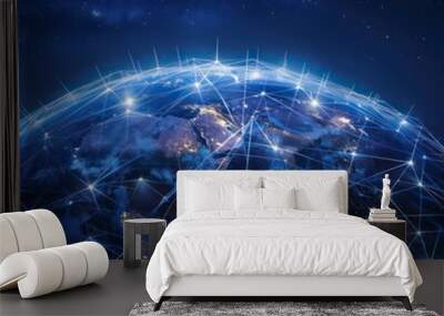 A global server network, powered by cutting-edge technology, connects people and data across vast distances, enabling seamless communication and efficient information sharing. Wall mural