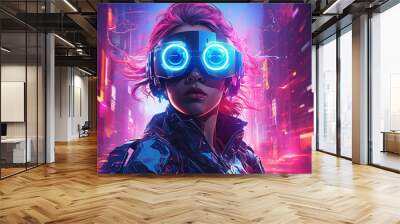 Illustration of futuristic VR glasses Wall mural