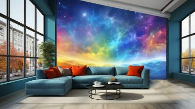 Abstract colorful rainbow colored background with galaxy space theme, Abstract cosmic art Wall mural