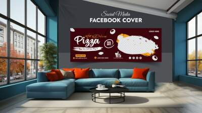 Food menu and delicious pizza cover banner template  Wall mural