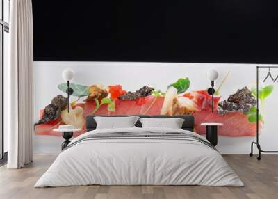 Fresh Tuna with crispy rice and seaweed Wall mural