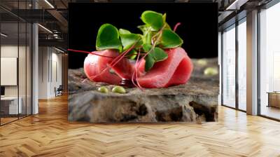 Tuna sashimi and Wasabi sauce. Haute cuisine Wall mural