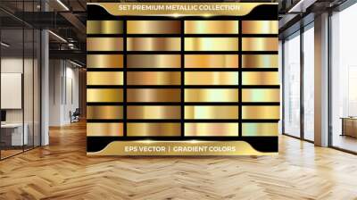 .Elegant Gold gradient color metallic set collection. Gold, rose gold and purple gradient set collection Wall mural