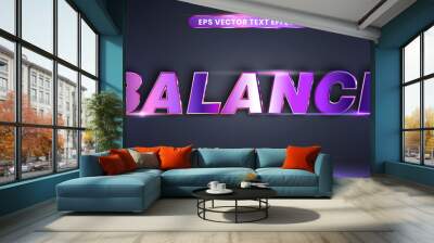 Balance words, text effect editable style 3d with metal gradient purple color concept  Wall mural