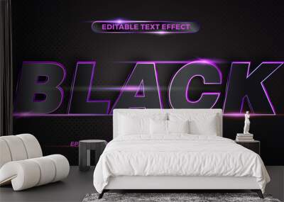 Editable 3d text effect styles mockup concept - Dark blue words with Gradient Black color Wall mural