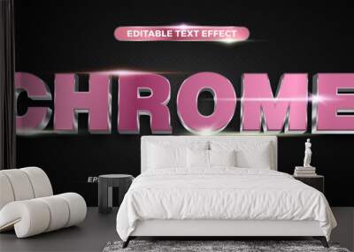 Editable text effect -  Rose Chrome text style mockup concept Wall mural