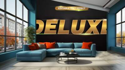 Text effect in 3d Deluxe words text effect theme editable metal gold color concept with black background Wall mural