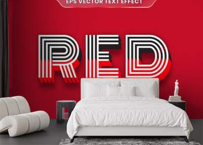 Text effect in 3d Red words text effect theme editable retro red and black color concept Wall mural