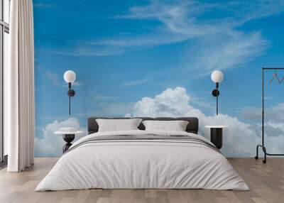 Blue cloudy sky on sunny day with copy space Wall mural